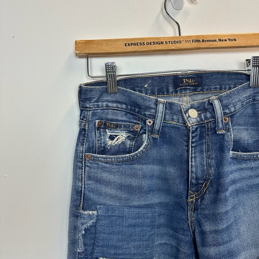 Polo RL Waverly Straight Crop Star Patch Jeans Waist 25 - Picture 7 of 15
